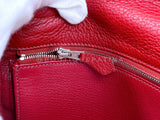 Hermes Red Rouge Garance 28cm Kelly Bag Clemence PHW 296