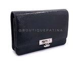 Chanel 2019 Black Shiny Lizard Golden Class WOC Wallet on Chain Flap Bag RHW HK5