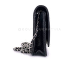 Chanel 2019 Black Shiny Lizard Golden Class WOC Wallet on Chain Flap Bag RHW HK5