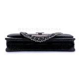 Chanel 2019 Black Shiny Lizard Golden Class WOC Wallet on Chain Flap Bag RHW HK5