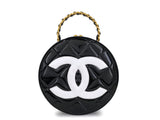 Chanel 1995 Barbie Vanity Round Patent Circle Case Bag 