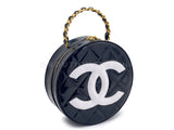 Chanel 1995 Barbie Vanity Round Patent Circle Case Bag 