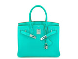 Rare Pristine 2008 Hermès Birkin 30 Blue Lagoon Togo Tote Bag PHW Bleu Lagon D6L