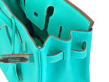 Rare Pristine 2008 Hermès Birkin 30 Blue Lagoon Togo Tote Bag PHW Bleu Lagon D6L