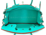 Rare Pristine 2008 Hermès Birkin 30 Blue Lagoon Togo Tote Bag PHW Bleu Lagon D6L