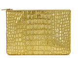 Chanel 19A Egypt Paris-New York Crocodile Print Gold Clutch Bag O Case Large OJJ