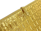 Chanel 19A Egypt Paris-New York Crocodile Print Gold Clutch Bag O Case Large OJJ