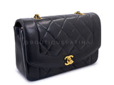 Pristine Chanel 1994 Vintage Black Small Diana Bag Lambskin 24k GHW VTN