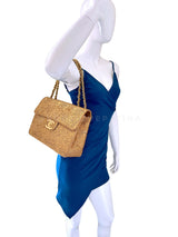 Chanel 1991 Vintage Gold Byzantine Brocade Silk Maxi Classic Flap Bag 24k GHW A6D