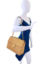Chanel 1991 Vintage Gold Byzantine Brocade Silk Maxi Classic Flap Bag 24k GHW A6D