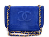 Chanel 1986 Vintage Royal Blue Suede Timeless Crossbody Flap Bag E6H