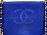 Chanel 1986 Vintage Royal Blue Suede Timeless Crossbody Flap Bag E6H