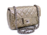 Chanel Pewter-Gold Textured Patent Rectangular Mini Flap Bag RHW ND9