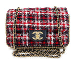 Pristine Chanel Jeweled Pearl Tweed Multicolor Rectangular Mini Flap Bag GHW 08X
