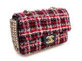 Pristine Chanel Jeweled Pearl Tweed Multicolor Rectangular Mini Flap Bag GHW 08X