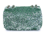 Rare Chanel Mermaid Green Sequins Mini Flap Bag Etched CC SHW KMD