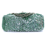 Rare Chanel Mermaid Green Sequins Mini Flap Bag Etched CC SHW KMD