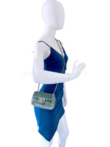 Rare Chanel Mermaid Green Sequins Mini Flap Bag Etched CC SHW KMD