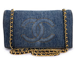 Chanel 1997 Vintage Blue Denim Timeless WOC Flap Bag 24k GHW Q3G