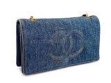 Chanel 1997 Vintage Blue Denim Timeless WOC Flap Bag 24k GHW Q3G