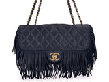 Chanel 14A Paris Dallas Fringe Tassels Black Flap Bag GHW G7H