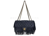 Chanel 14A Paris Dallas Fringe Tassels Black Flap Bag GHW G7H