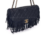 Chanel 14A Paris Dallas Fringe Tassels Black Flap Bag GHW G7H