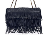 Chanel 14A Paris Dallas Fringe Tassels Black Flap Bag GHW G7H