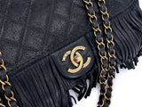 Chanel 14A Paris Dallas Fringe Tassels Black Flap Bag GHW G7H