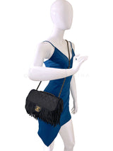 Chanel 14A Paris Dallas Fringe Tassels Black Flap Bag GHW G7H