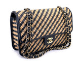 Chanel Straw Raffia Medium Urban Jungle Classic Flap Bag Black Beige GHW 175