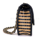 Chanel Straw Raffia Medium Urban Jungle Classic Flap Bag Black Beige GHW 175