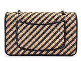 Chanel Straw Raffia Medium Urban Jungle Classic Flap Bag Black Beige GHW 175