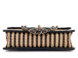 Chanel Straw Raffia Medium Urban Jungle Classic Flap Bag Black Beige GHW 175