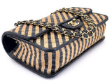 Chanel Straw Raffia Medium Urban Jungle Classic Flap Bag Black Beige GHW 175
