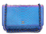 Chanel 2016 Purple Iridescent Mermaid Python Wallet on Chain WOC Bag WNW