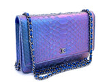 Chanel 2016 Purple Iridescent Mermaid Python Wallet on Chain WOC Bag WNW