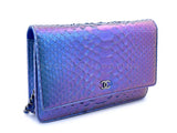 Chanel 2016 Purple Iridescent Mermaid Python Wallet on Chain WOC Bag WNW