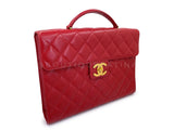 Chanel 1994 Vintage Red Caviar Briefcase Tote Bag 24k GHW I0A