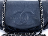 Chanel 2011 Vintage Navy Blue Caviar Half Moon WOC Wallet on Chain Bag SHW 2YK