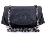 Chanel Black Caviar Half Moon Wallet on Chain WOC Bag SHW F2A