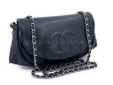 Chanel Black Caviar Half Moon Wallet on Chain WOC Bag SHW F2A