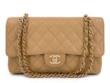 Chanel 2003 Vintage "Speckled" Caramel Beige Caviar Medium Classic Double Flap Bag 24k GHW 85Q