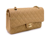 Chanel 2003 Vintage "Speckled" Caramel Beige Caviar Medium Classic Double Flap Bag 24k GHW 85Q