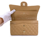 Chanel 2003 Vintage "Speckled" Caramel Beige Caviar Medium Classic Double Flap Bag 24k GHW 85Q