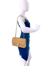 Chanel 2003 Vintage "Speckled" Caramel Beige Caviar Medium Classic Double Flap Bag 24k GHW 85Q