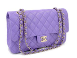 Chanel 2020 Lilac Lavender Violet Medium Caviar Classic Double Flap Bag GHW 8TX