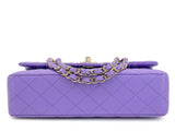 Chanel 2020 Lilac Lavender Violet Medium Caviar Classic Double Flap Bag GHW 8TX