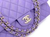 Chanel 2020 Lilac Lavender Violet Medium Caviar Classic Double Flap Bag GHW 8TX