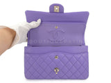 Chanel 2020 Lilac Lavender Violet Medium Caviar Classic Double Flap Bag GHW 8TX